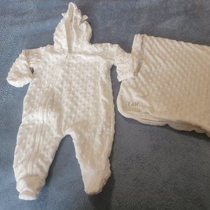 George baby onesie and blanket set, Ivory, 0-3 months